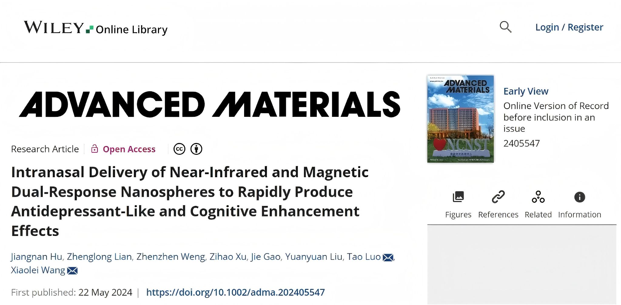 南昌大学生物医学创新研究院罗韬研究员团队在Advanced Materials发表研究成果